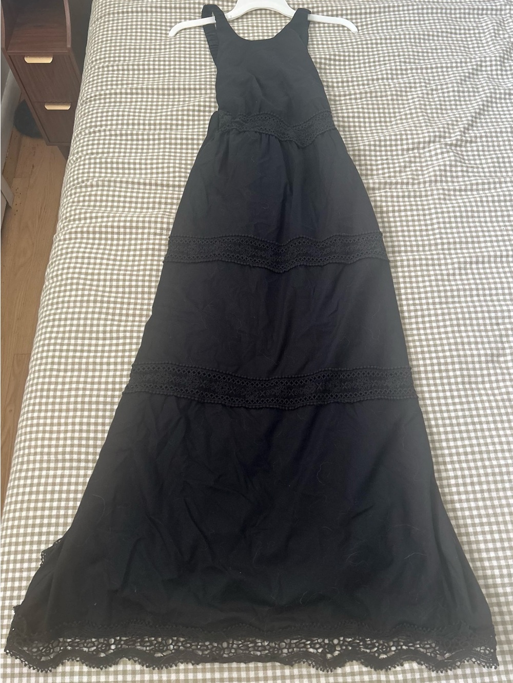 Abercrombie & Fitch Black Sleeveless Lace-Trim Maxi Dress
